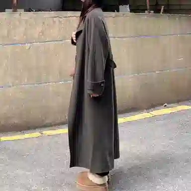 柏黛妃 时尚纯色毛呢外套高级感小个子长款大衣 女款