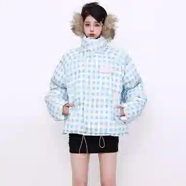 柏黛妃 格子立领加厚面包服外套棉服 女款