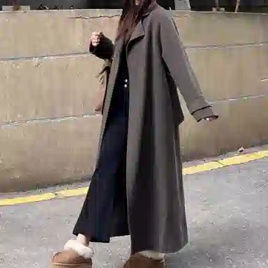 柏黛妃 时尚纯色毛呢外套高级感小个子长款大衣 女款