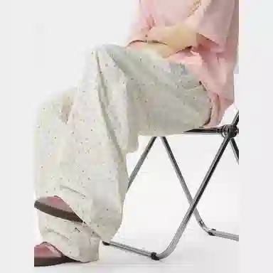 柏黛妃 满印中腰适中宽松阔腿休闲裤 女款