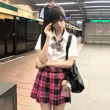 柏黛妃 优雅清新温柔格子休闲短裙 女款