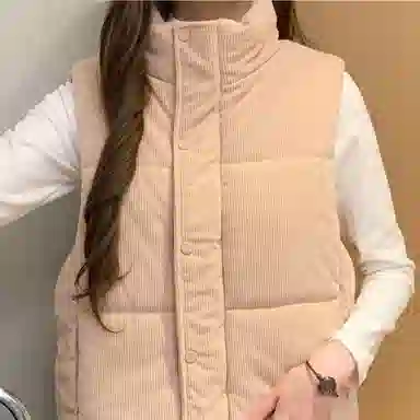 柏黛妃 加棉韩国纯色立领通勤马甲棉服 女款