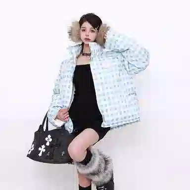 柏黛妃 格子立领加厚面包服外套棉服 女款