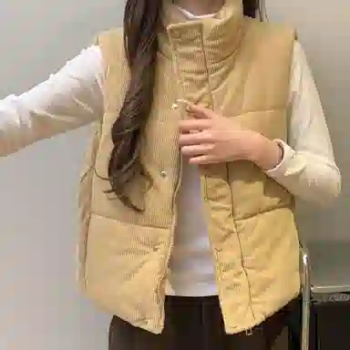 柏黛妃 加棉韩国纯色立领通勤马甲棉服 女款