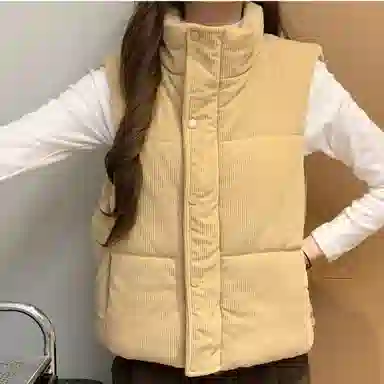 柏黛妃 加棉韩国纯色立领通勤马甲棉服 女款