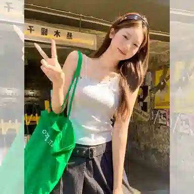 柏黛妃 斜肩不规则修身简约舒适背心 女款