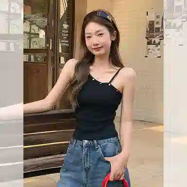 柏黛妃 斜肩不规则修身简约舒适背心 女款