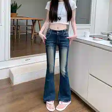 柏黛妃 美式设计感个性长裤牛仔裤 女款