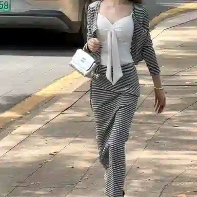 柏黛妃 时尚舒适休闲长袖裙装套装 女款