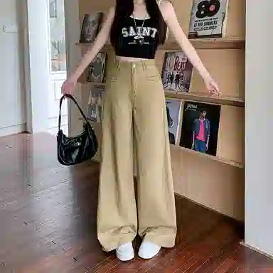 柏黛妃 复古高腰设计感简约牛仔裤 女款