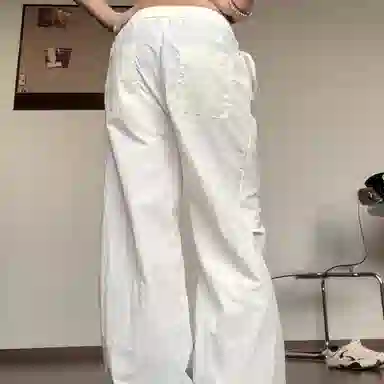 柏黛妃 美式设计感小众阔腿休闲裤 女款