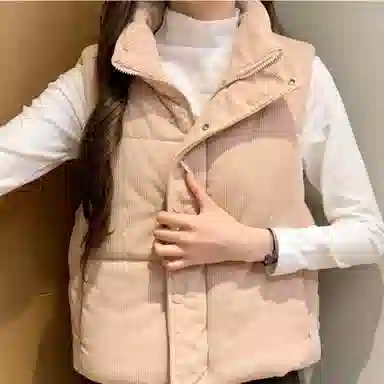 柏黛妃 加棉韩国纯色立领通勤马甲棉服 女款