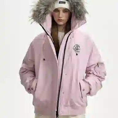 柏黛妃 连帽毛领派克保暖高端大气棉服 女款