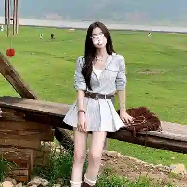 柏黛妃 旷野气质遐想条纹小个子收腰显瘦高级感老钱风短裙长袖连衣裙 女款