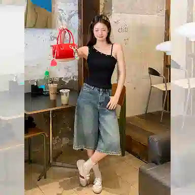 柏黛妃 斜肩不规则修身简约舒适背心 女款