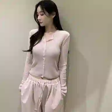 柏黛妃 韩系气质薄款长袖百搭开衫针织衫 女款