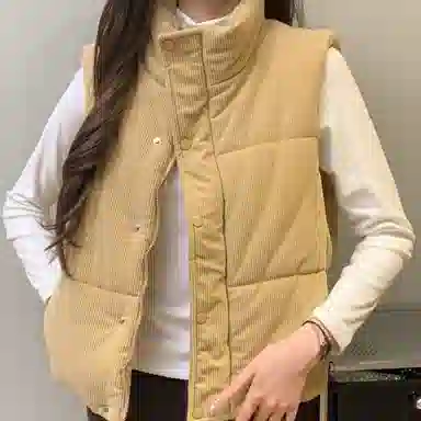 柏黛妃 加棉韩国纯色立领通勤马甲棉服 女款