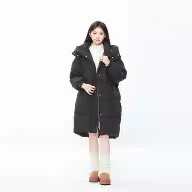 九条喵 鸭绒加厚连帽宽松长袖羽绒服 女款