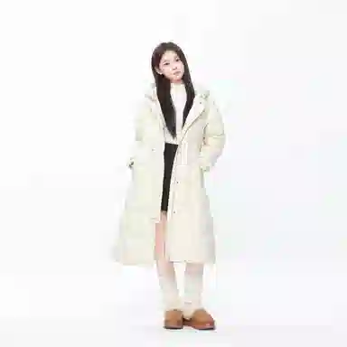 九条喵 加厚连帽收腰长款羽绒服 女款