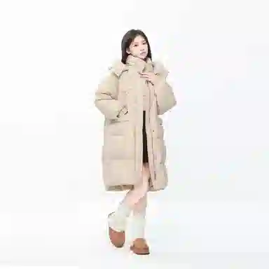 九条喵 鸭绒加厚连帽宽松长袖羽绒服 女款