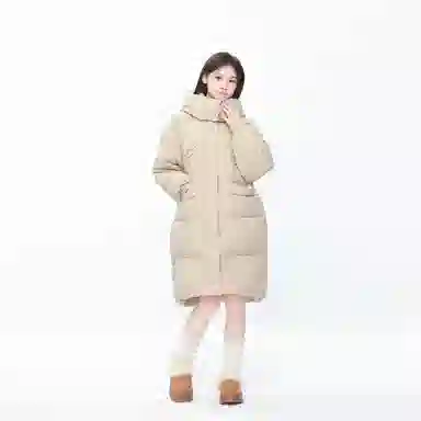 九条喵 鸭绒加厚连帽宽松长袖羽绒服 女款