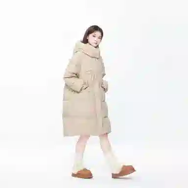 九条喵 鸭绒加厚连帽宽松长袖羽绒服 女款