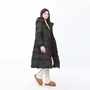 九条喵 加厚连帽收腰长款羽绒服 女款