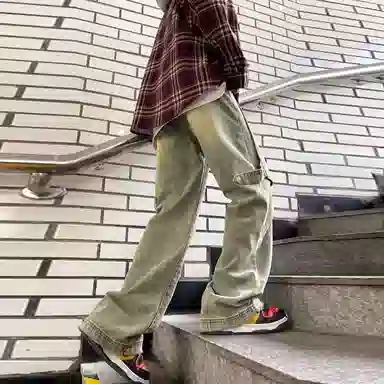 悍戈 潮牌小众设计感解构水洗多版型工装长裤牛仔裤 男女同款