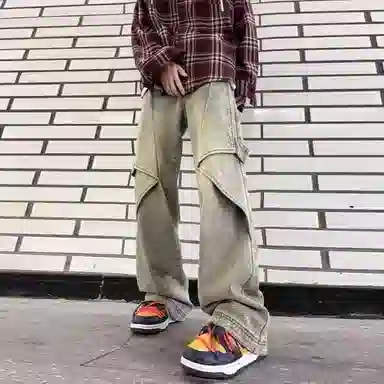 悍戈 潮牌小众设计感解构水洗多版型工装长裤牛仔裤 男女同款