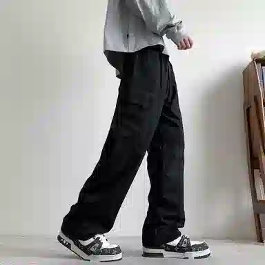 寻星记 美式复古高街纯色宽松直筒百搭抗皱垂顺透气户外运动长裤休闲裤 男女同款