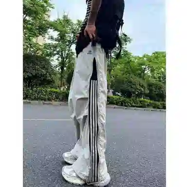 悍戈 美式复古高街风冰丝凉感多设计元素宽松百搭伞兵裤休闲裤 男女同款