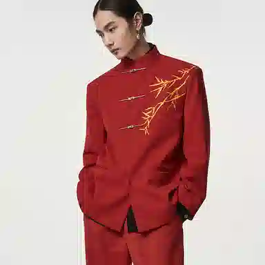 CNEW 2024 Embroidered Red Blazer