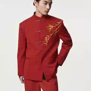 CNEW 2024 Embroidered Red Blazer