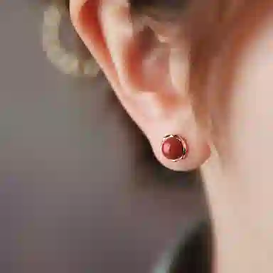 琦珂 小红豆 轻奢高级感 小巧精致 玛瑙 玉石耳钉 女款