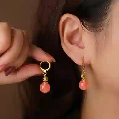 琦珂 葫芦福禄 新中式民族风 复古气质国潮百搭天然 玛瑙 耳环 女款