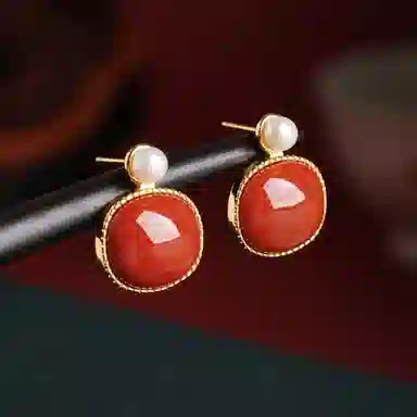 琦珂 葫芦新中式民族风福禄复古气质国潮百搭#好运天然 玛瑙 耳环 女款