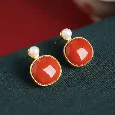 琦珂 葫芦新中式民族风福禄复古气质国潮百搭#好运天然 玛瑙 耳环 女款