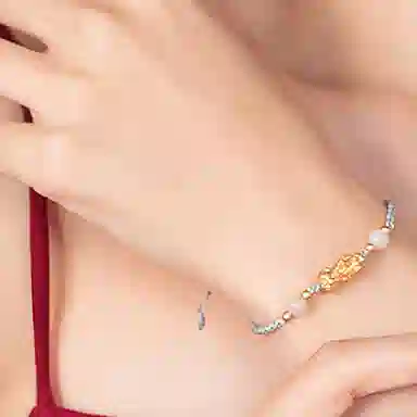 琦珂 足银新中式手绳国潮宫廷风貔貅款 黑曜石 手链 男女同款情侣款