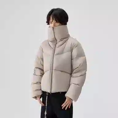 BENMYSHOWER Plaid Lined Short Down Jacket