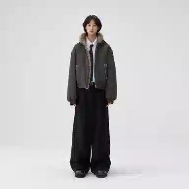 BENMYSHOWER Wool Collar Padded Coat