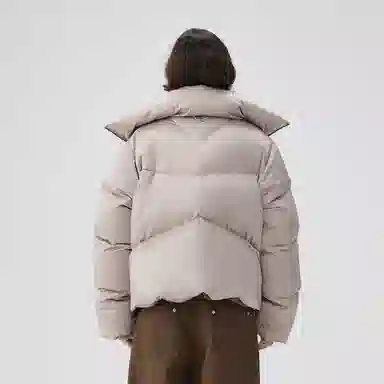 BENMYSHOWER Plaid Lined Short Down Jacket