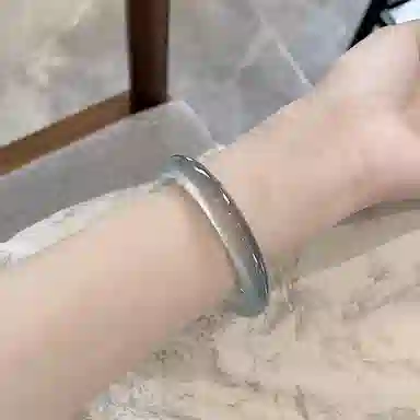 岁月静好 新中式国潮复古民族风荔枝冻宽版美人镯白月光镯子搭配汉服旗袍素雅气质 猫眼石 玉石手镯 女