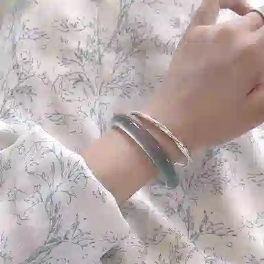 岁月静好 新中式国潮复古民族风荔枝冻宽版美人镯白月光镯子搭配汉服旗袍素雅气质 猫眼石 玉石手镯 女