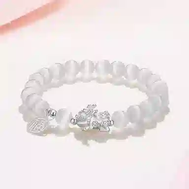 【甄选】经典白月光 新中式国风古色古香 汉服旗袍 贵妃美人镯叠戴貔貅轻奢宫廷风古典端庄 岁月静好 #好运 玻璃猫眼 手镯 男女同款情侣款