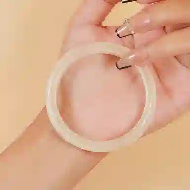 岁月静好 新中式国潮复古民族风荔枝冻宽版美人镯白月光镯子搭配汉服旗袍素雅气质 猫眼石 玉石手镯 女