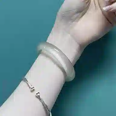 岁月静好 新中式国潮复古民族风荔枝冻宽版美人镯白月光镯子搭配汉服旗袍素雅气质 猫眼石 玉石手镯 女