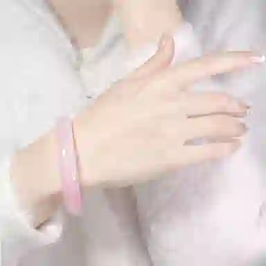 【999足银吸金招财猫】 岁月静好 星光粉月老赐福平安扣手饰一步一响萌趣甜美蝴蝶结森系在逃公主樱花粉手饰#好运 琉璃 手镯 男女同款情侣款