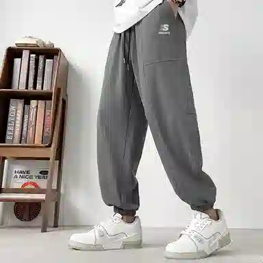 蓝精灵 简约风时尚潮流美式复古基础设计感舒适冰感个性高级感学院风宽松百搭休闲裤 男女同款