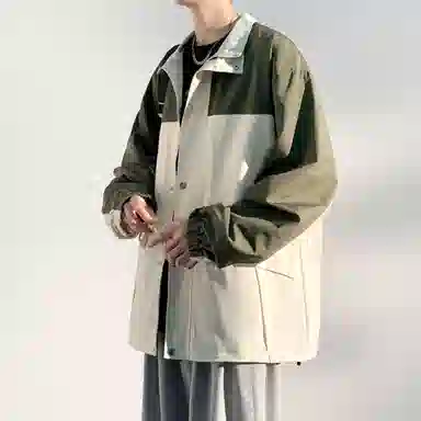 蓝精灵  防风防水户外机能风美式高街潮牌复古撞色拼接休闲翻领拉链开衫外套帅气情侣潮流百搭宽松飞行员教练山系夹克 男女同款