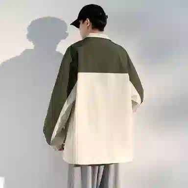 蓝精灵  防风防水户外机能风美式高街潮牌复古撞色拼接休闲翻领拉链开衫外套帅气情侣潮流百搭宽松飞行员教练山系夹克 男女同款